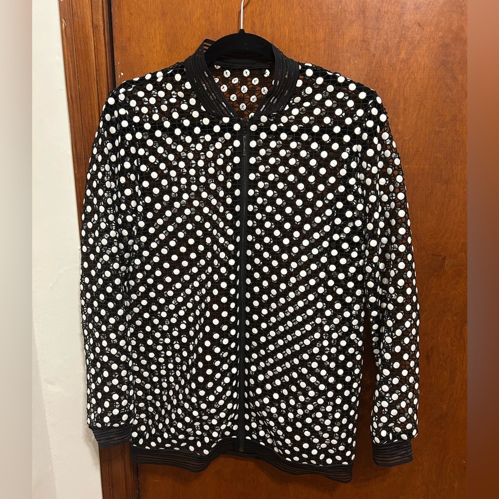 Elie Tahari "Gilana" jacket in geometric mesh